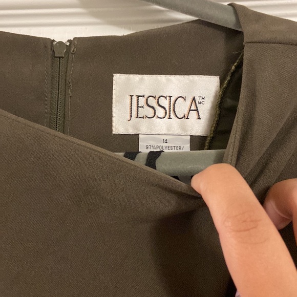 Vintage Jessica olive green dress in size 14. - Picture 3 of 5